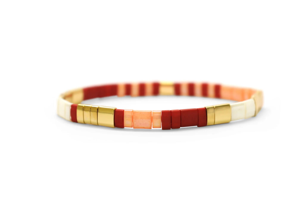 FOREVER FAMILY - Morse Code Tila Beaded Bracelet - Ravishing Rosy Peach