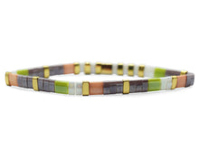 Load image into Gallery viewer, BESTIE - Morse Code Tila Beaded Bracelet - Grape And Green Groove