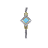 Blue Opal Diamond-Shaped Double Strand Two-Tone Bracelet