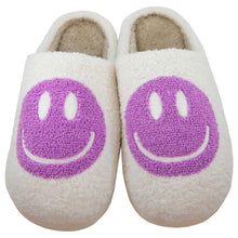 Load image into Gallery viewer, Orchid Happy Face Sherpa Slippers