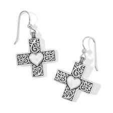 Carlotta Heart Cross French Wire Earrings