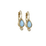 Blue Pear Opal French Wire Earrings