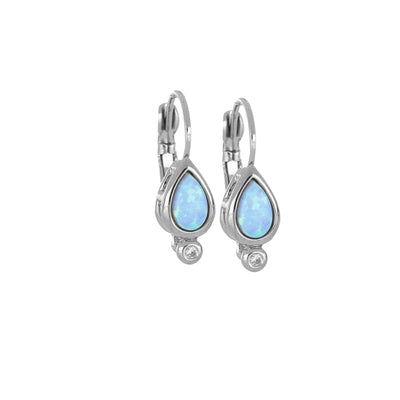 Blue Pear Opal French Wire Earrings