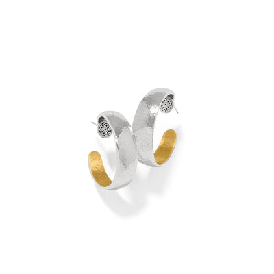 Ferrara Entrata Moon Small Hoop Earrings (Silver-Gold)