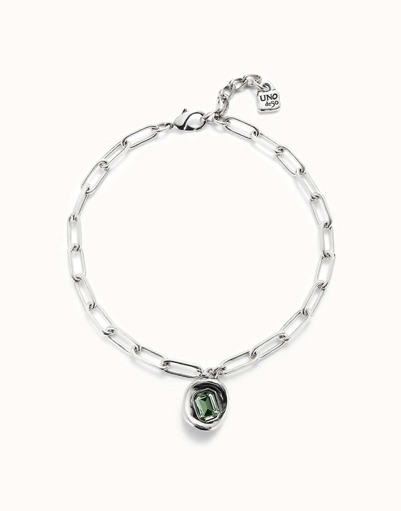 Short link chain pendant necklace green crystal