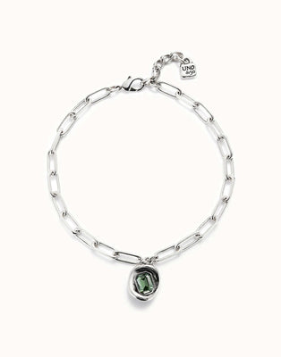 Short link chain pendant necklace green crystal