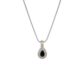 Adjustable Pear-Shaped Two-Tone Pendant Necklace - With Pavé