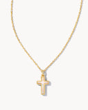 Cross Pendant Necklace In White Kyocera Opal