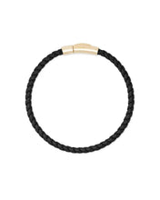 Load image into Gallery viewer, Evans 18k Yellow Gold Vermeil Corded Bracelet In Black Leather