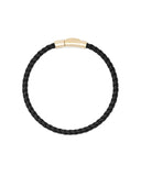 Evans 18k Yellow Gold Vermeil Corded Bracelet In Black Leather