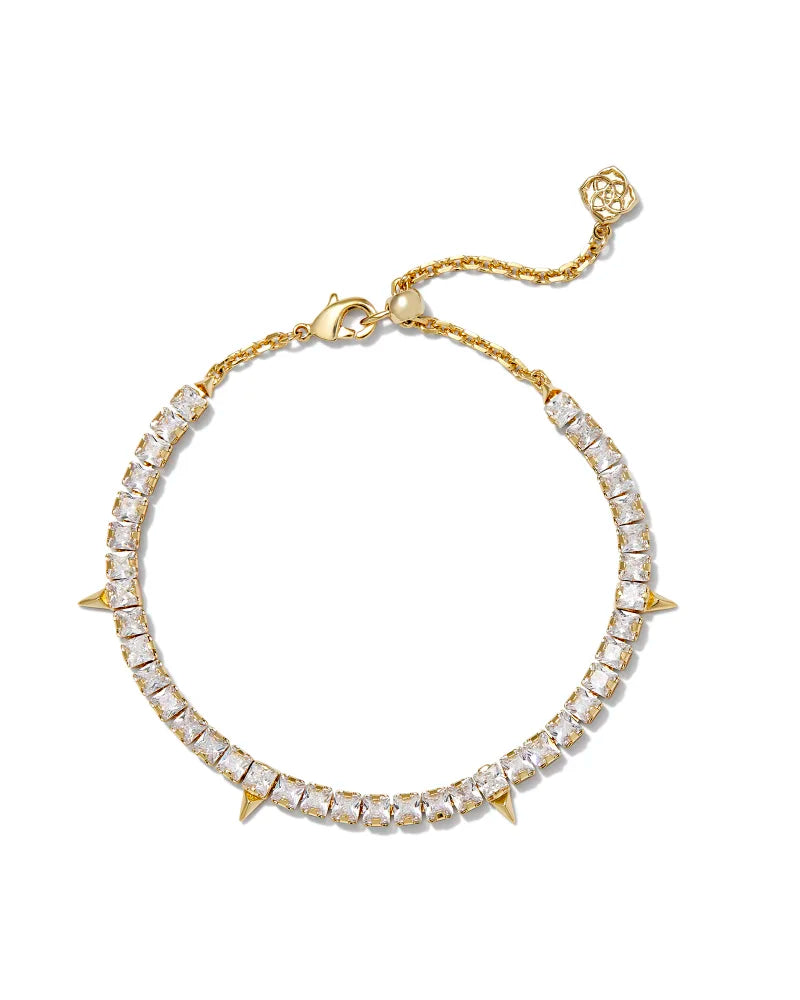 Jacqueline Gold Tennis Bracelet In White Crystal