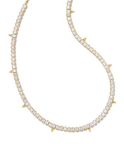 Load image into Gallery viewer, Jacqueline Gold Tennis Necklace In White Crystal