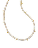 Jacqueline Gold Tennis Necklace In White Crystal