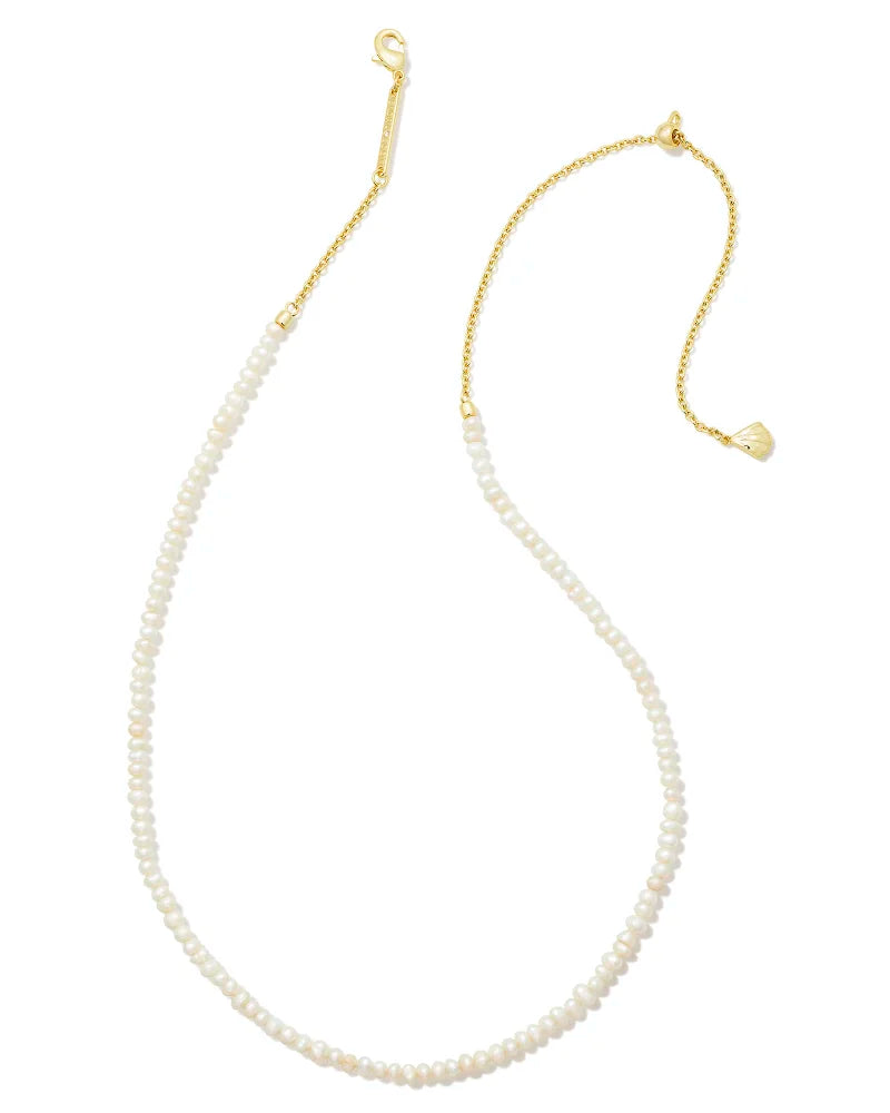 Lolo Gold Strand Necklace In White Pearl