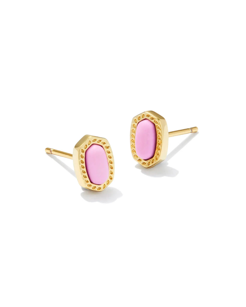 Mini Ellie Gold Stud Earrings in Fuchsia Magnesite