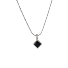 Load image into Gallery viewer, Black Onyx Adjustable Diamond-Shaped Pendant Necklace