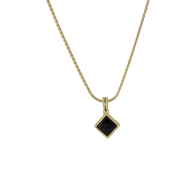 Black Onyx Adjustable Diamond-Shaped Pendant Necklace