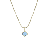 Blue Opal Adjustable Diamond-Shaped Pendant Necklace