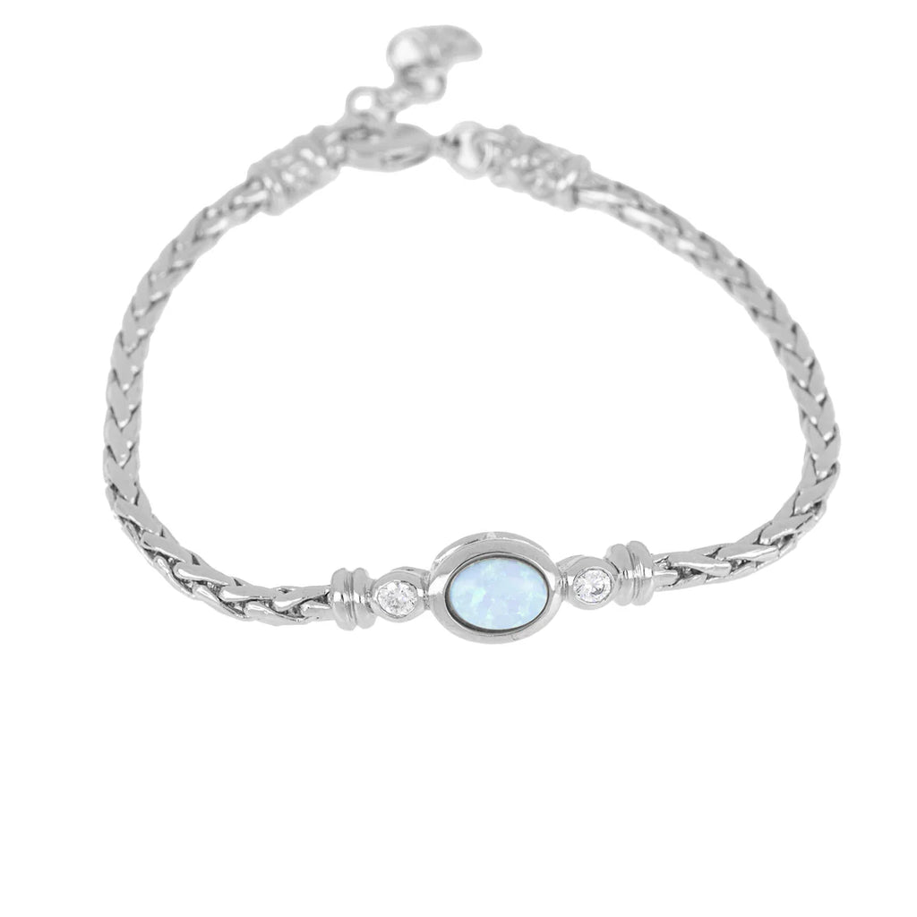 Single Strand Blue Oval Opal CZ Bracelet