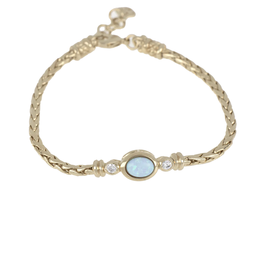 Single Strand Blue Oval Opal CZ Bracelet