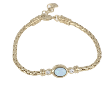 Load image into Gallery viewer, Single Strand Blue Oval Opal CZ Bracelet