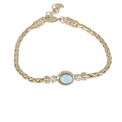 Single Strand Blue Oval Opal CZ Bracelet