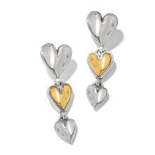 Load image into Gallery viewer, Cascade Heart Trio Post Drop Earrings