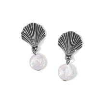 Load image into Gallery viewer, Silver Shells Pearl Drop Earrings