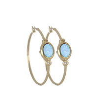 Load image into Gallery viewer, Blue Opal Oval Hoop Earrings