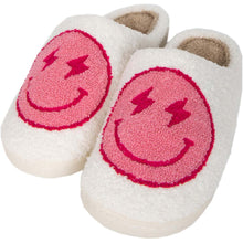 Load image into Gallery viewer, Hot Pink and White Lightning Happy Slippers